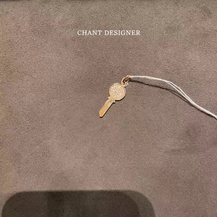 18K金Κеys圆形钥匙项链 女玫瑰金纯银钻石锁骨链毛衣链长款礼物