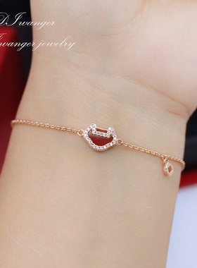 如意锁手链 女平安锁18K玫瑰金纯银红玉髓手镯手环钻石小锁本命年