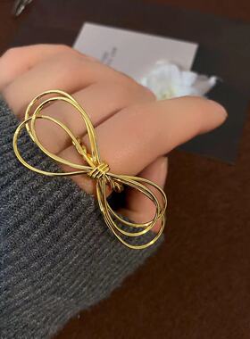 时尚轻奢精致镂空大蝴蝶结开口戒指小众设计感简约百搭指环新款