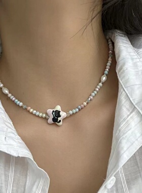 甜美少女感黑猫星星彩色串珠项链手链童趣卡通可爱时尚潮流饰品女