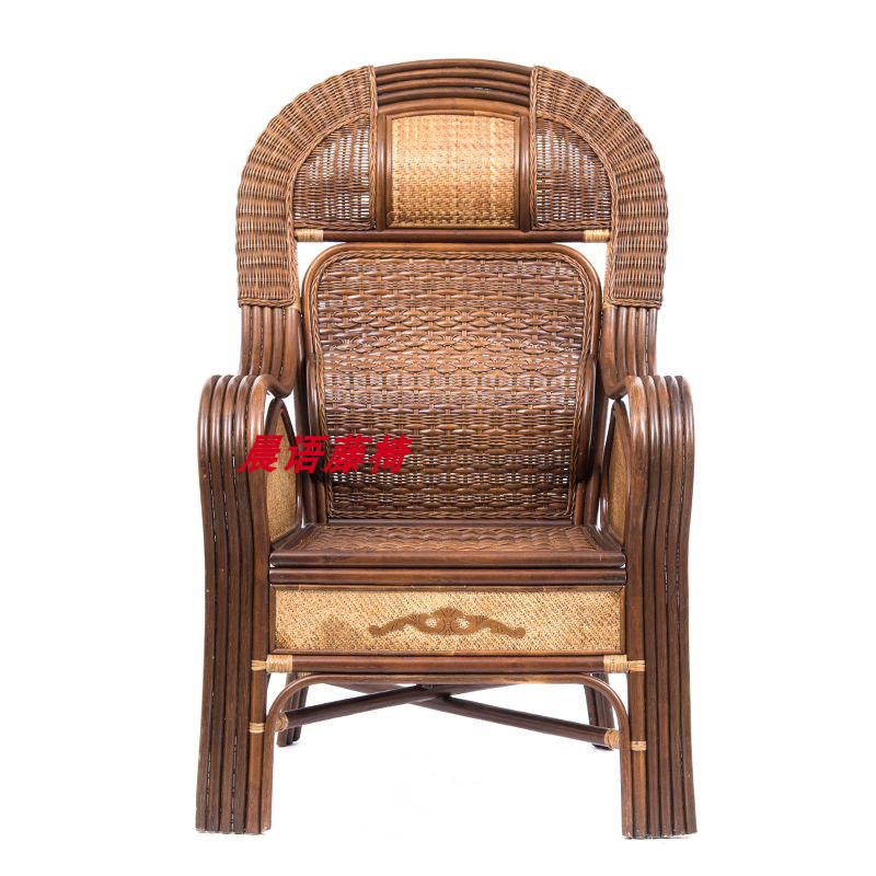 真藤单人护腰藤椅老板椅家用老人阳台休闲高靠背椅子电脑藤编织椅