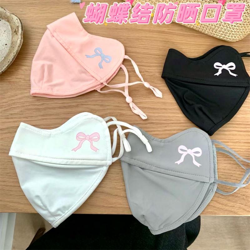 夏季蝴蝶结防晒口罩网红学生可爱鱼骨遮阳户外立体骑车全脸紫外线