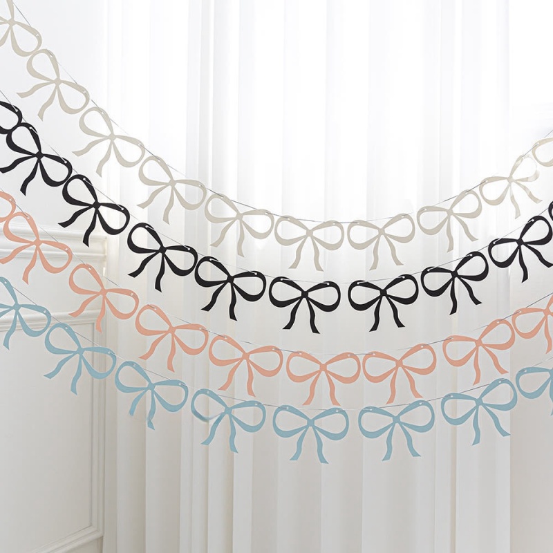 蝴蝶结拉旗生日布置可爱少女心拉花纸板派对装饰ins韩风拍照出片