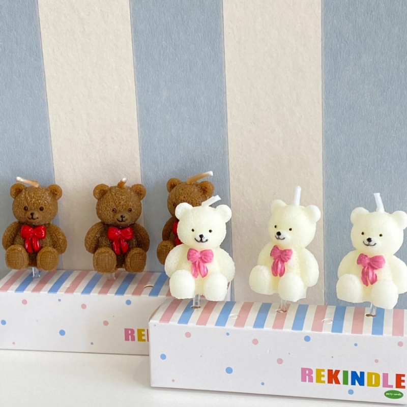 可爱蝴蝶结围巾小熊蜡烛生日网红派对聚会插件蛋糕ins韩宝宝儿童