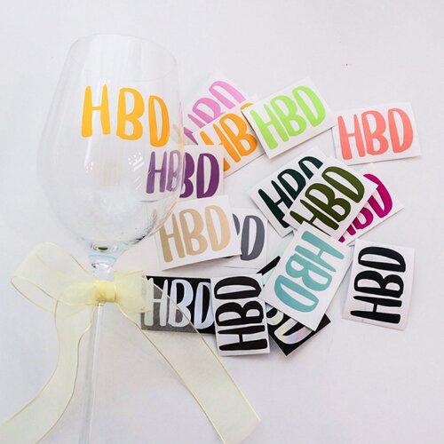 hbd生日贴纸可贴杯子气球装饰
