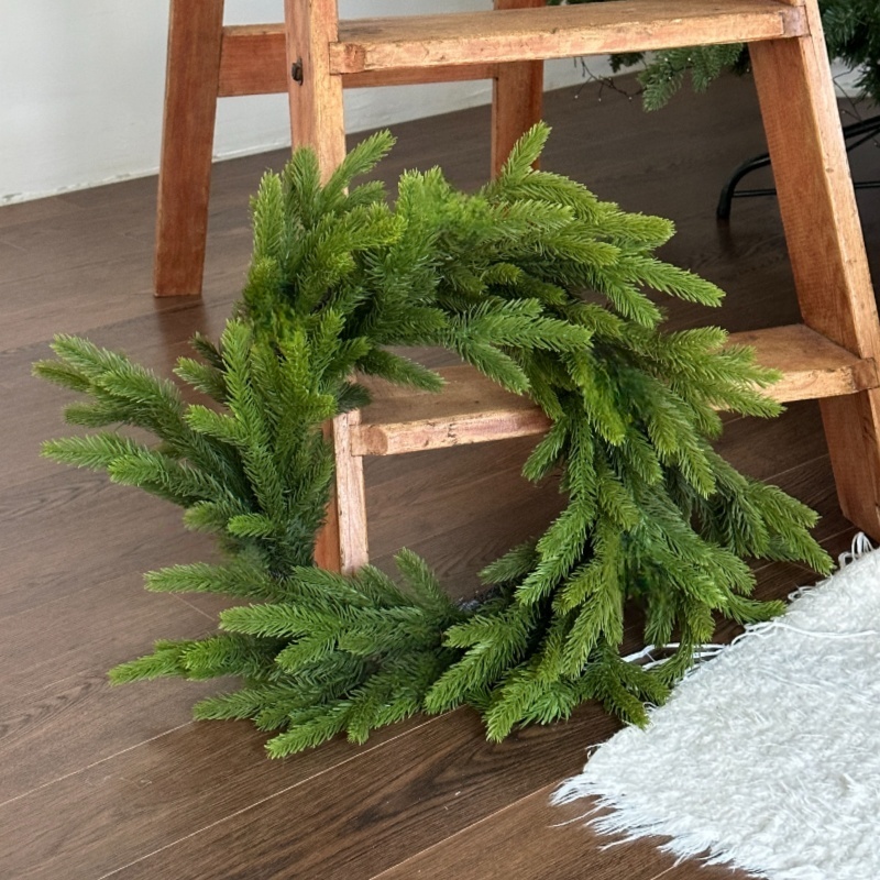 ins韩国圣诞节花环装饰藤条手感仿真松叶松针松果装饰品布置道具