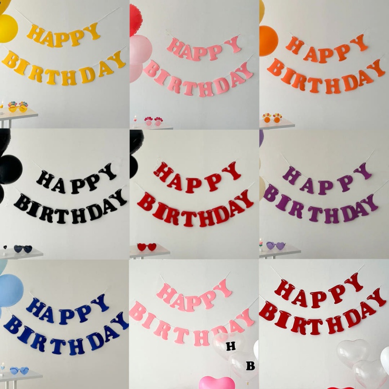 韩国ins生日彩色拉旗马卡龙无纺布拉花彩旗宝宝儿童百日周岁布置