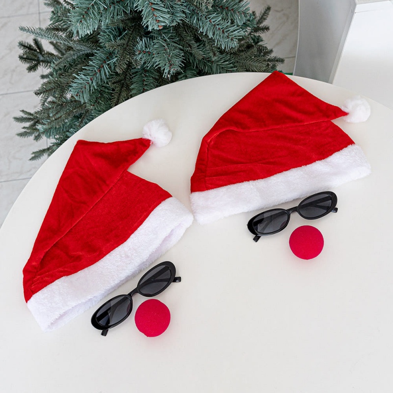 圣诞帽拍照道具圣诞老人cos鼻子眼镜节日装扮演出服饰活动发饰