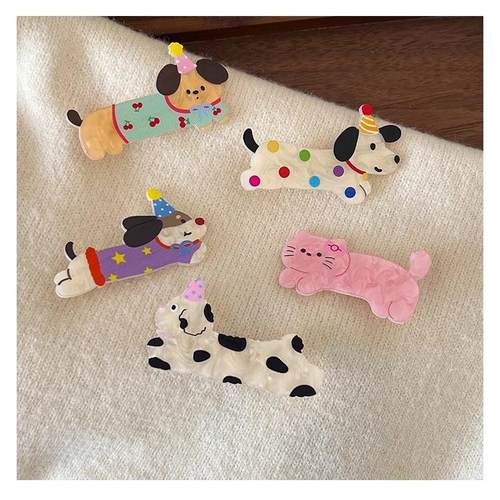 帽子小狗发夹ins少女可爱