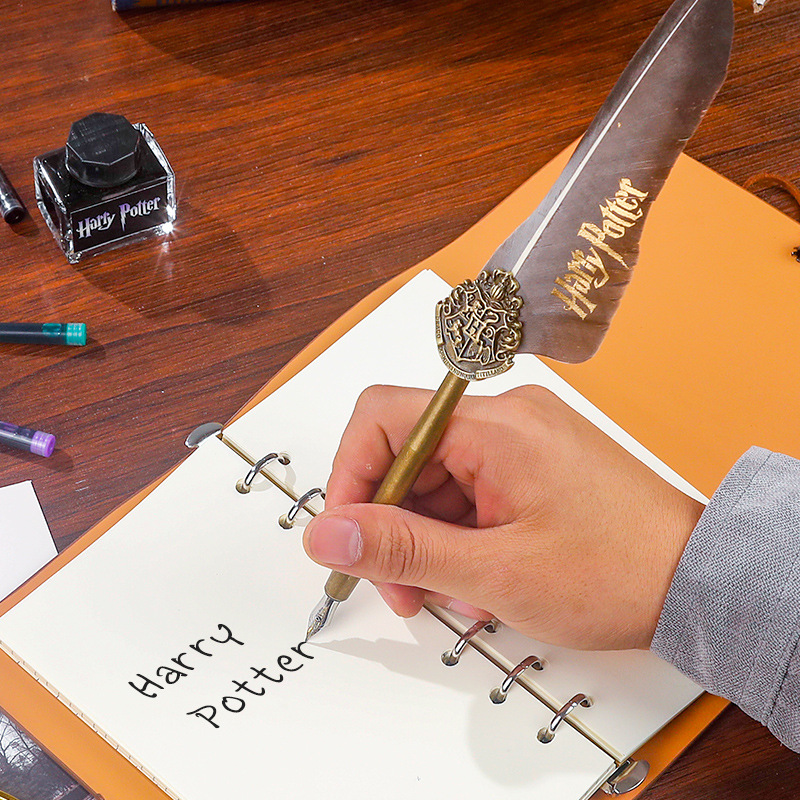欧式羽毛笔套装带墨水英伦复古蘸水羽毛笔金属书签学生沾水笔