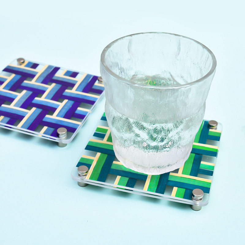 手工亚克力板竹编杯垫餐垫隔热垫diy材料包方形创意活动礼品,节庆用品/礼品,文化创意杯垫/餐垫,淘宝优惠券,粉丝福利购,淘宝优惠卷