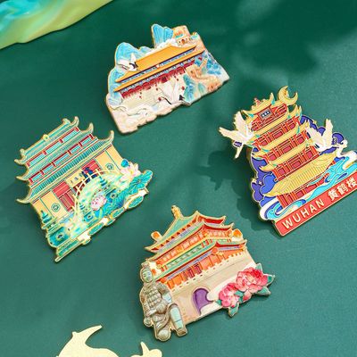 你好城市地标冰箱贴书签厂家金属书签镂空薄片国风套装厂家直供价