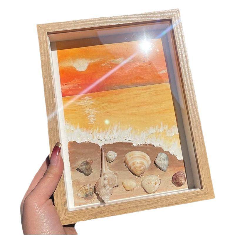沙滩贝壳肌理画小夜灯 diy材料包相画框装饰摆件送520情人节礼物,家居饰品,海螺/贝壳/珊瑚,淘宝优惠券,粉丝福利购,淘宝优惠卷