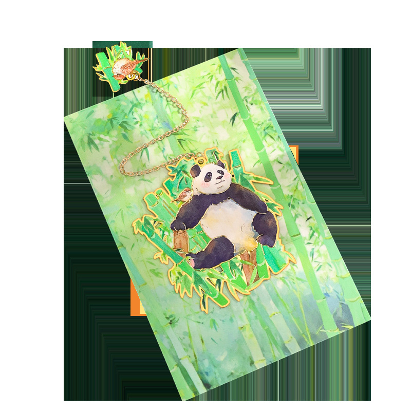 熊猫文创金属书签中国风小学生开学季小礼品套装礼盒尺子创意书签