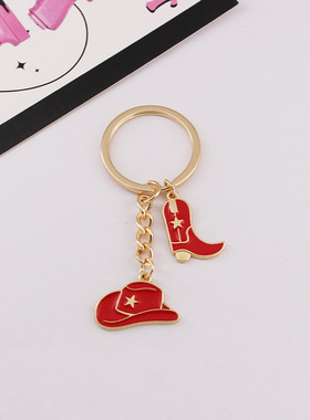 美式西部牛仔钥匙扣牛仔帽牛仔靴合金汽车包包情侣挂件挂饰配饰