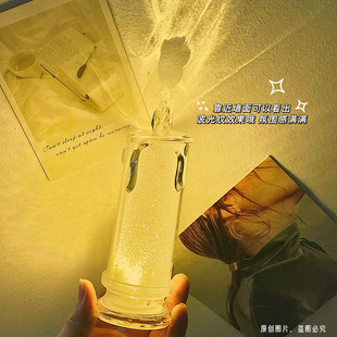 仿真流泪蜡烛灯浪漫LED小夜灯创意发光电子蜡烛少女心装 饰小摆件