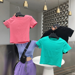 New Korean spring and summer pure desire short sleeve open navel T-shirt real price