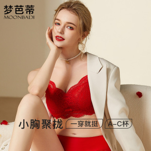 梦芭蒂小胸聚拢显大内衣女本命年美背文胸聚拢调整型胸罩繁花映月