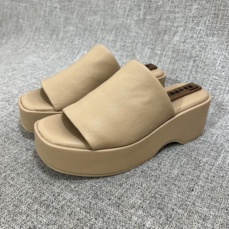 外贸欧美夏季女士松糕底厚底粗跟气质款一脚蹬大码拖鞋女鞋 F5253,女鞋,一字拖,淘宝优惠券,粉丝福利购,淘宝优惠卷