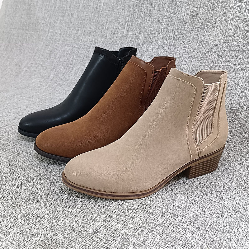 短靴切尔西粗跟大码女鞋外贸
