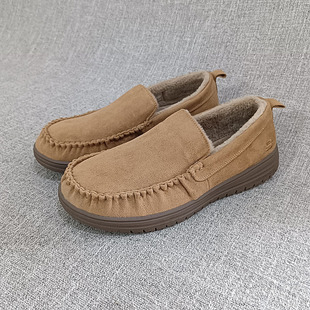 S家外贸男款加绒豆豆鞋保暖棉鞋平跟休闲舒适外穿大码男鞋 T3561