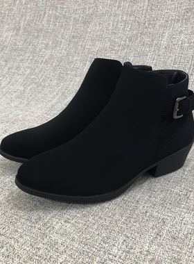 外贸粗跟切尔西靴单靴裸靴大码女靴子短靴时装靴F2787