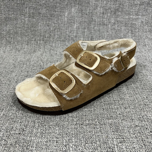 外穿软木拖鞋 博肯绒面毛毛鞋 T4319 真皮内里加毛保暖女款 外贸冬季