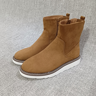 靴F3023瑕疵清仓 时装 外贸英伦休闲圆头平跟女短靴大码 女鞋