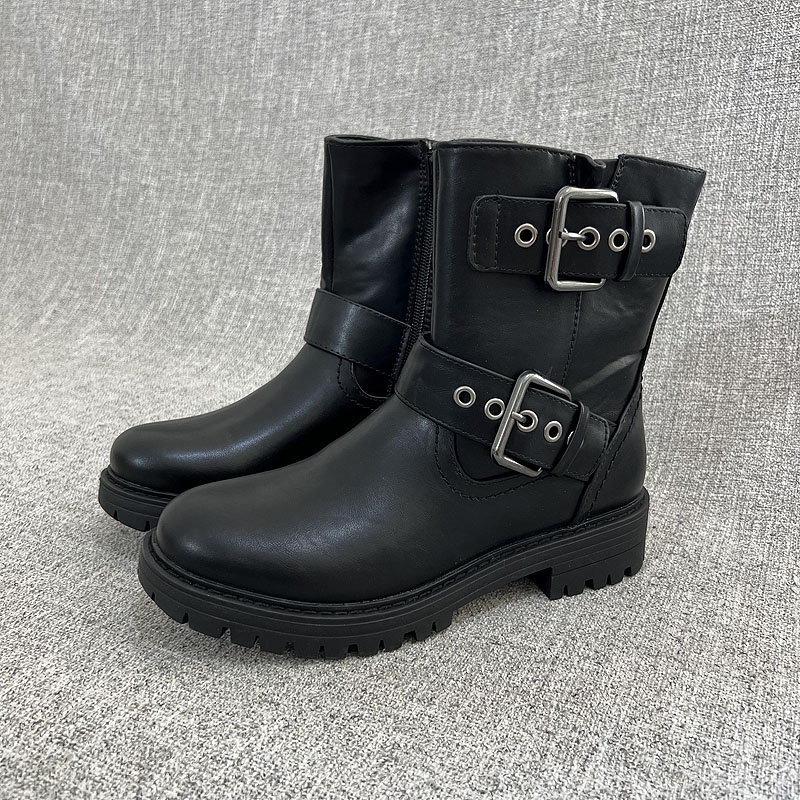 外贸英伦风超帅气粗跟马丁靴春秋冬单靴踝靴女鞋瘦瘦靴  F4786