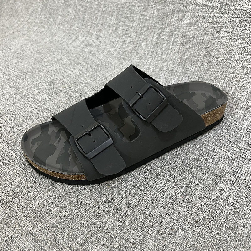 外贸欧洲站夏季男士搭扣平跟PU革鞋垫软木拖鞋大码男鞋 A727