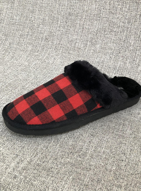 外贸秋冬款加绒保暖包头拖鞋室内家居棉拖鞋大码情侣款棉鞋F1019