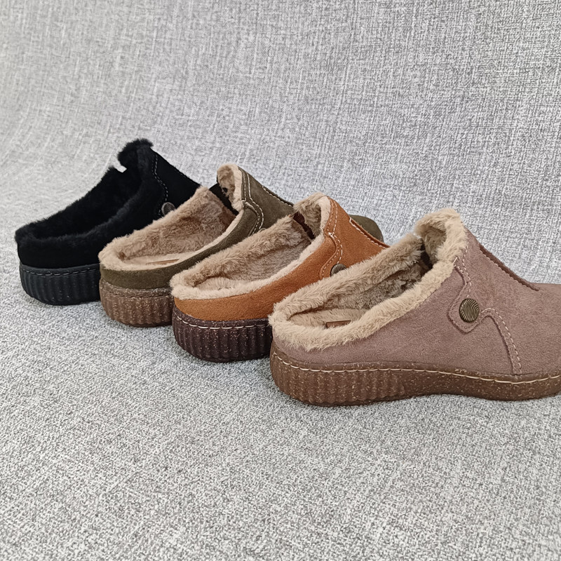 加绒大码女鞋外贸休闲包头半拖