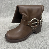 外贸冬季 F6021 女靴 新款 百搭长筒靴方头粗跟骑士靴高筒靴大码