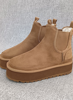 外贸厚底厚毛轻便加绒保暖棉靴雪地靴切尔西短靴大码女鞋 T3270