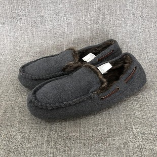 Q3066瑕疵清仓 真皮男鞋 外贸加绒豆豆鞋 保暖室内舒适大码