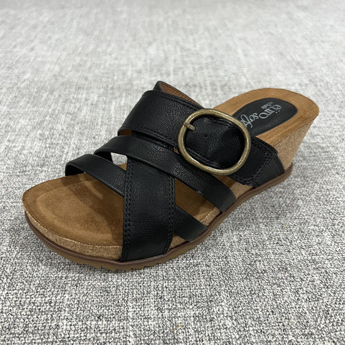 外贸欧美夏季粗跟休闲百搭半拖鞋厚底坡跟大码女士拖鞋 F6379