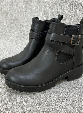 外贸微瑕冬季新款粗跟妈妈靴侧拉链款百搭通勤靴大码女鞋  F5294