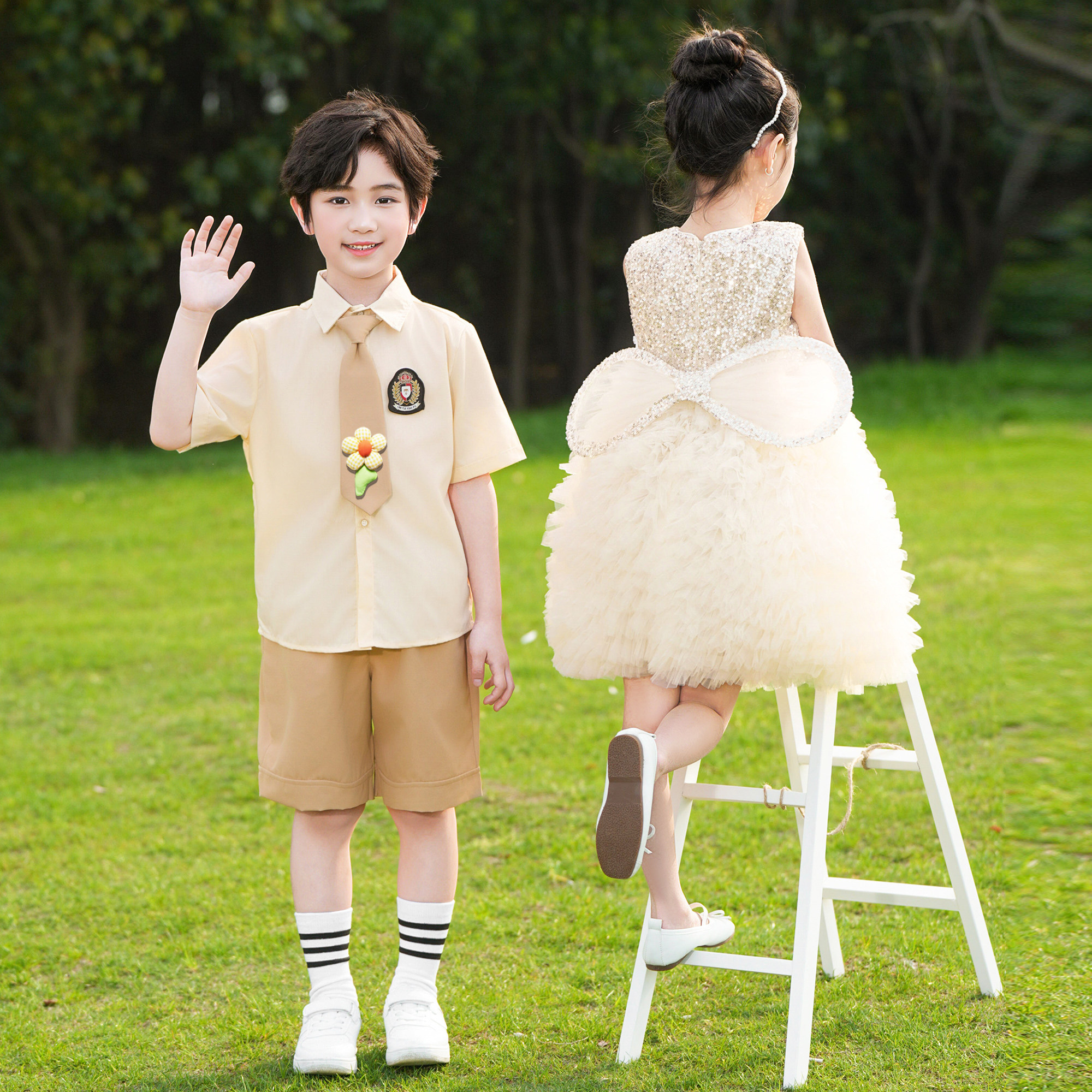 六一儿童演出服女童蓬蓬公主蛋糕裙主持人礼服幼儿园毕业表演服装