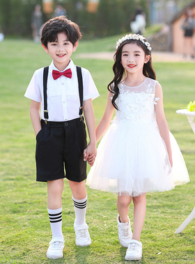 六一儿童演出服男童主持人礼服女童白色裙幼儿园毕业典礼表演服装