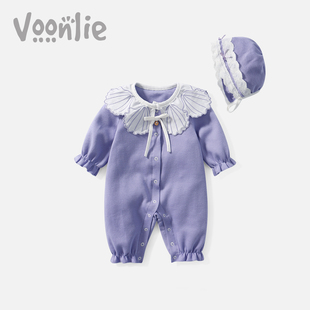 婴儿衣服春秋款婴儿连体衣新生女宝宝连体衣满月百天外出哈衣爬服