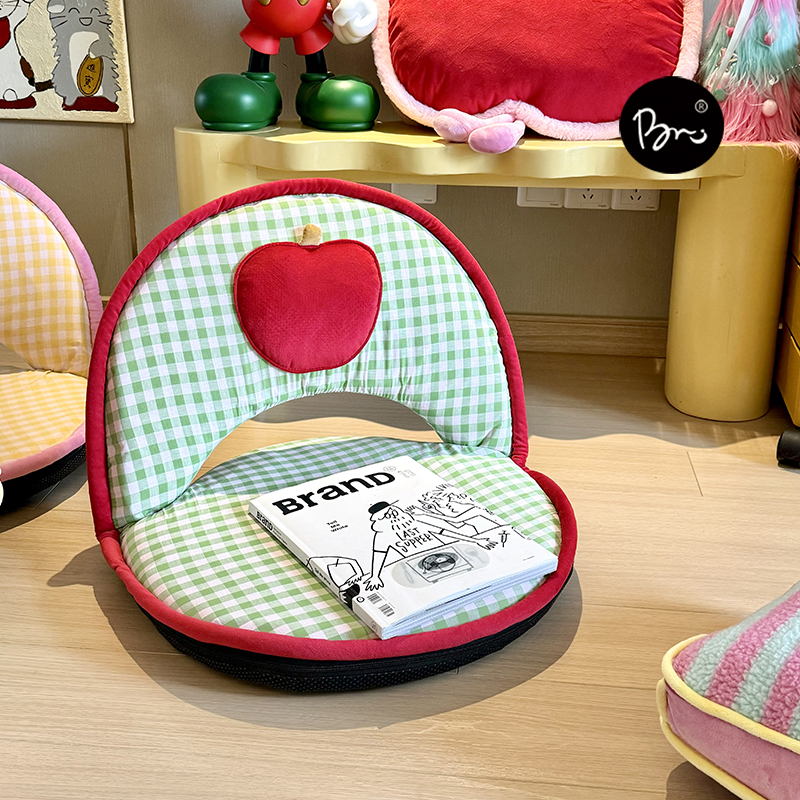 奶油蓝白格儿童小沙发