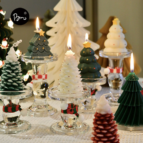 可爱圣诞树香薰蜡烛节日氛围摆件