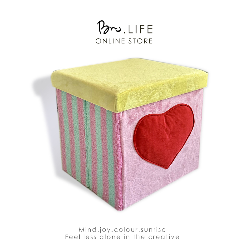 怦怦爱心可爱卡通收纳凳子家用门口换鞋凳客厅沙发边几储物盒子