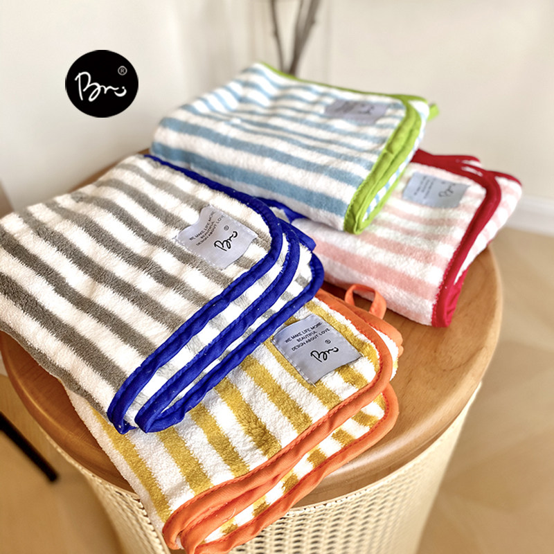 撞色条纹毛巾柔软吸水洗脸家用面巾洗澡毛巾加厚珊瑚绒成人大浴巾,家庭/个人清洁工具,厨房擦手巾,淘宝优惠券,粉丝福利购,淘宝优惠卷