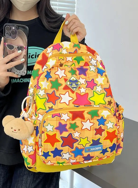 新款Y2K星星双肩包甜美可爱ins风休闲百搭书包女初高中大容量背包