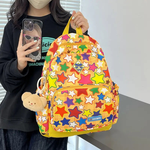 新款Y2K星星双肩包甜美可爱ins风休闲百搭书包女初高中大容量背包