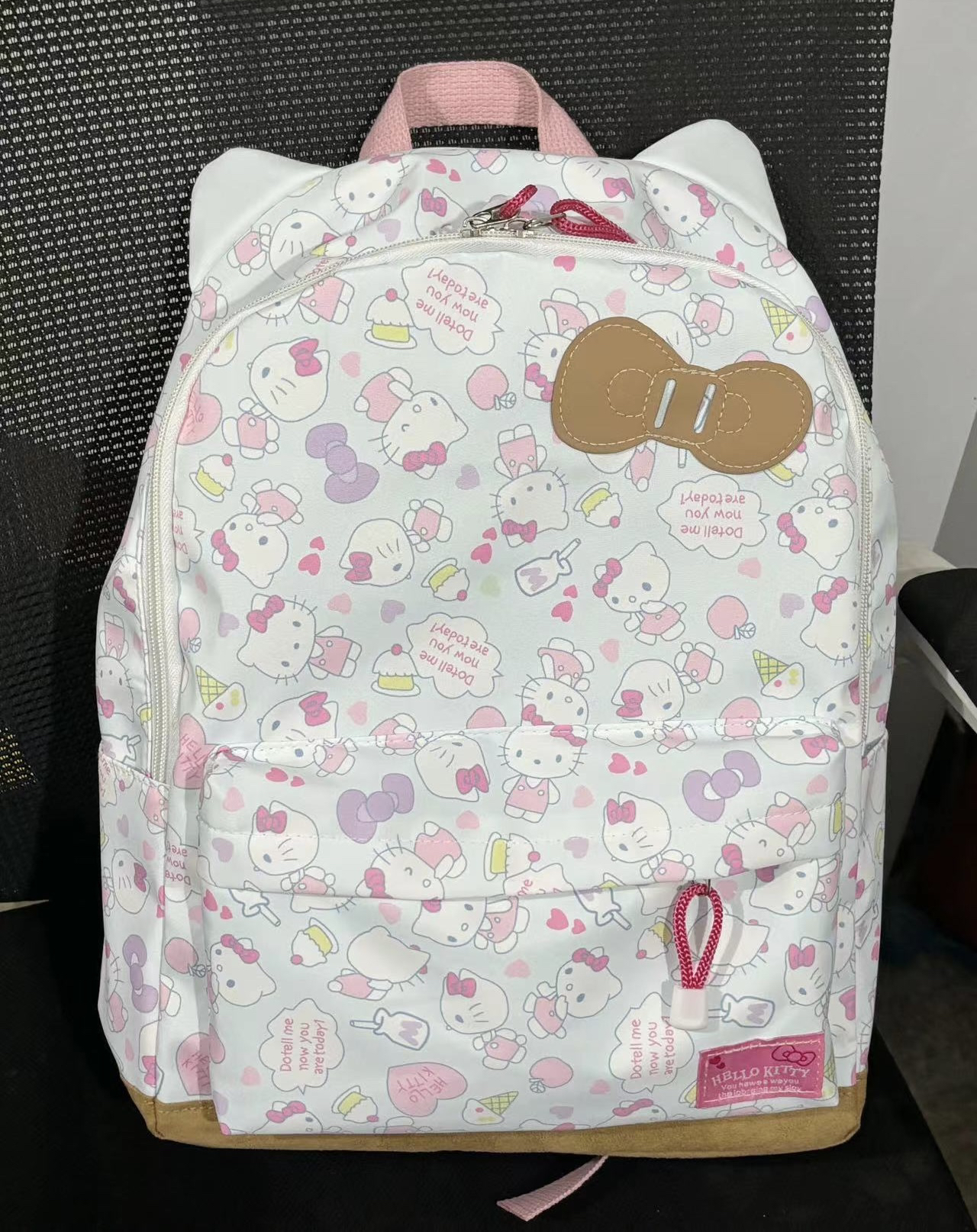 日系自制hellokitty高颜值甜美可爱蝴蝶结可爱猫耳朵大容量双肩包