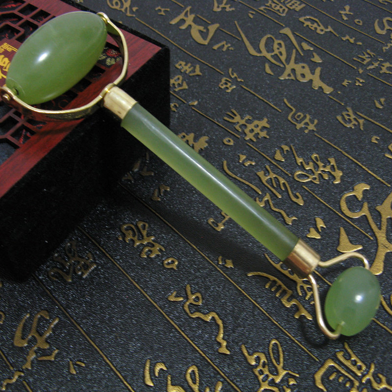 天然岫玉美容器去皱纹眼袋眼纹/玉石美容器/双头玉石滚轮按摩器