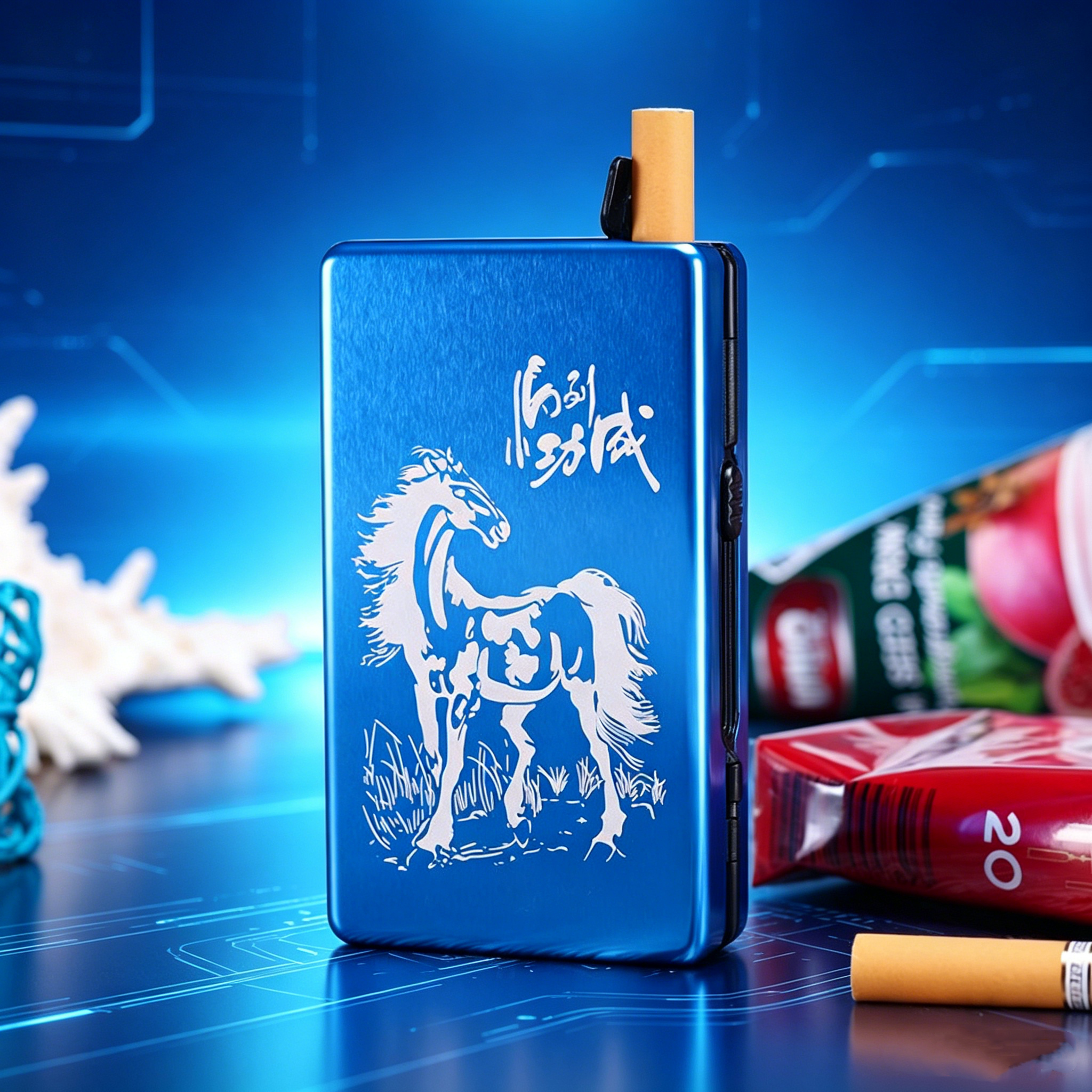 小福王10支铝合金烟盒男便携超薄创意个性马到成功雕刻金属烟壳套