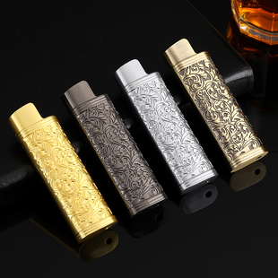 草蜢Cricket打火机创意金属套长款一次性砂轮火机外壳个性防爆